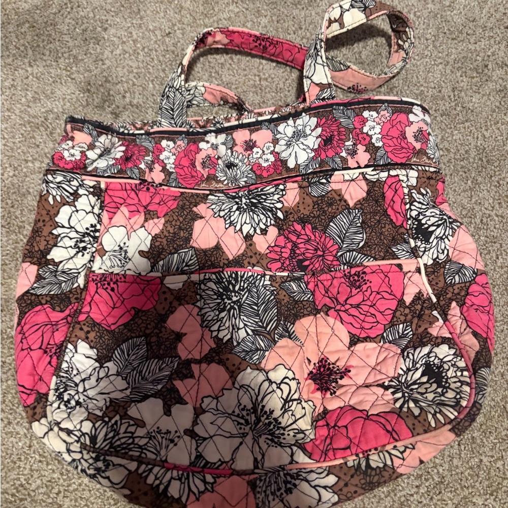 Vera Bradley Floral Tote Bag in Pink and Brown